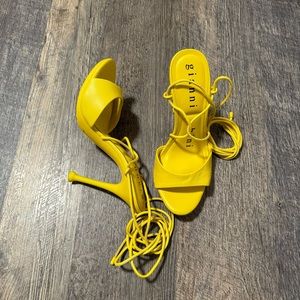 GIANNI BINI YELLOW LACE UP HEELS